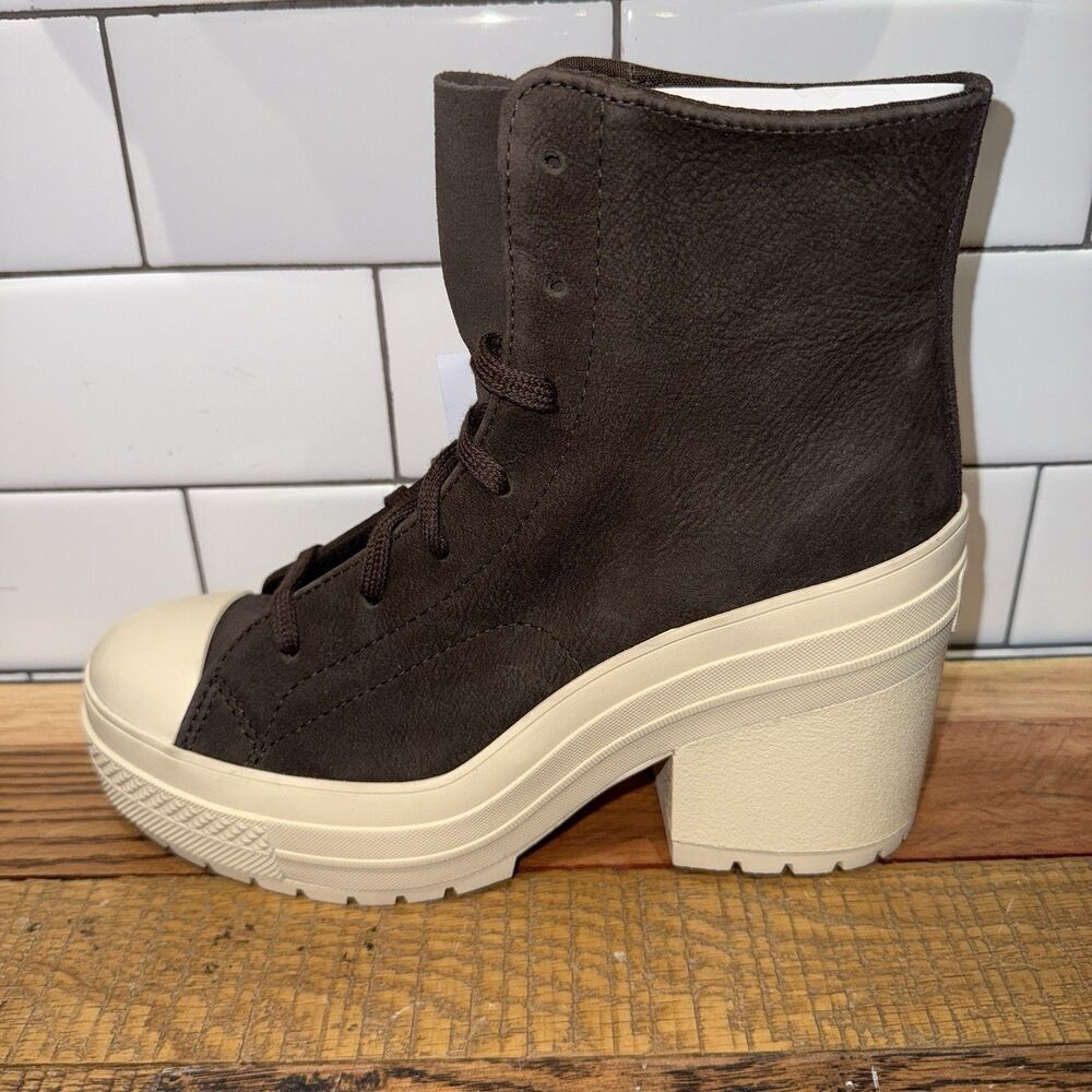 Converse Chuck 70 De Luxe Heel Hi Women's 6 Platform Boots Brown Suede A11542C - Picture 4 of 6